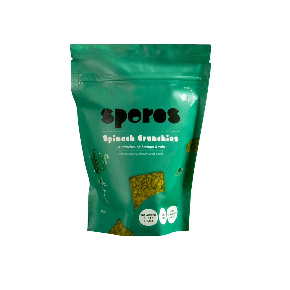 Spinach Crunchies με σπανάκι, ηλιόσπορο & τσία- Sporos