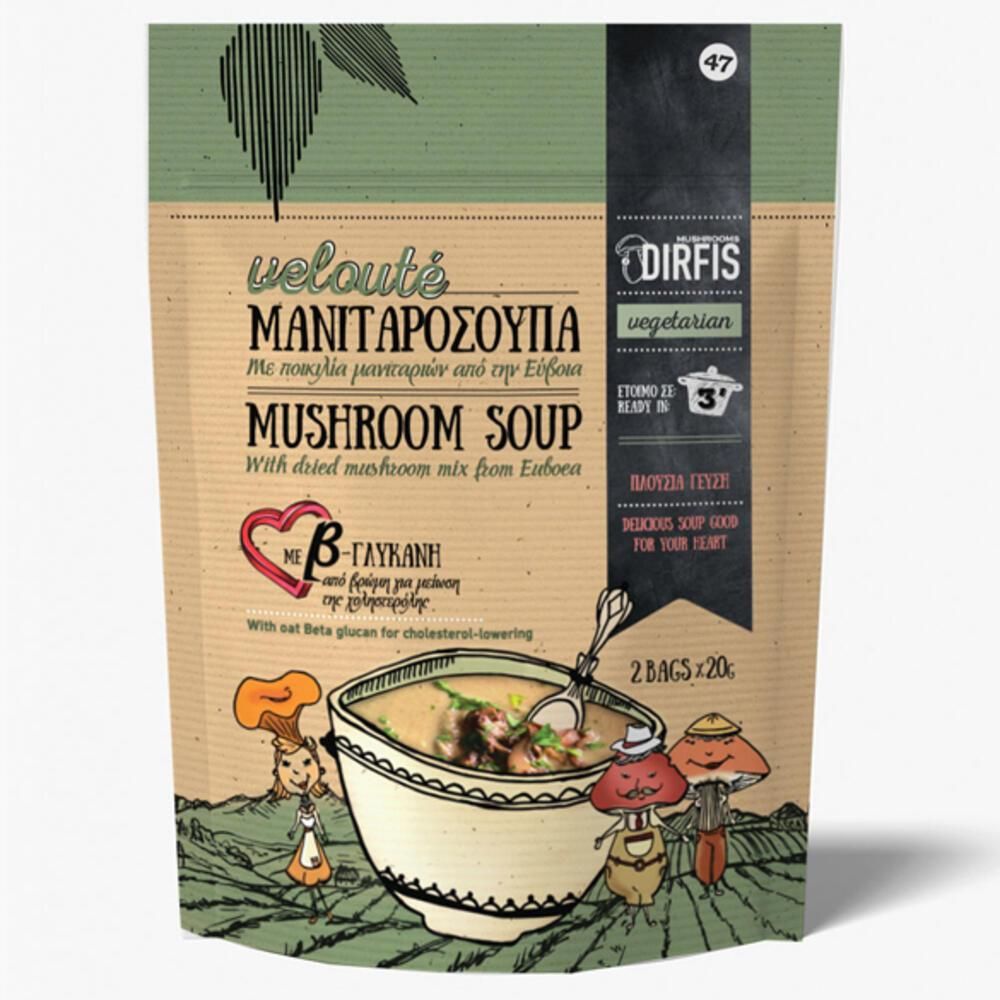 Μανιταρόσουπα βελουτέ με ποικιλία μανιταριών - Δίρφυς