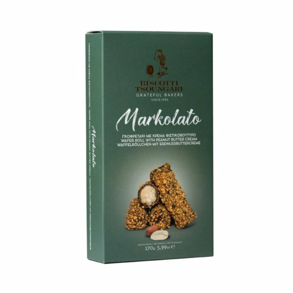 Γκοφρετάκι με κρέμα φυστικοβούτυρο Μarkolato - Biscotti Tsoungari