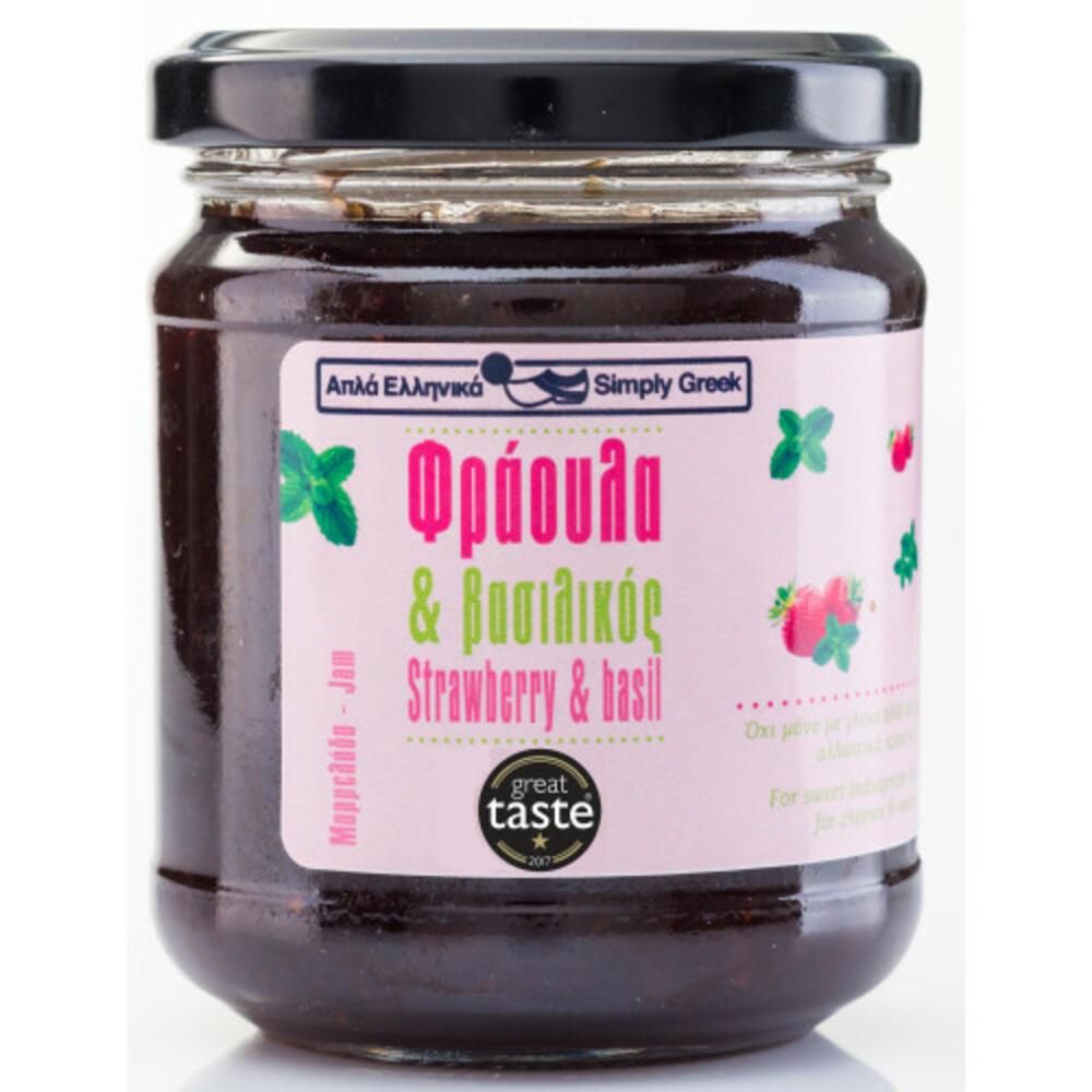 Μαρμελάδα Φράουλα Βασιλικός - Simply Greek